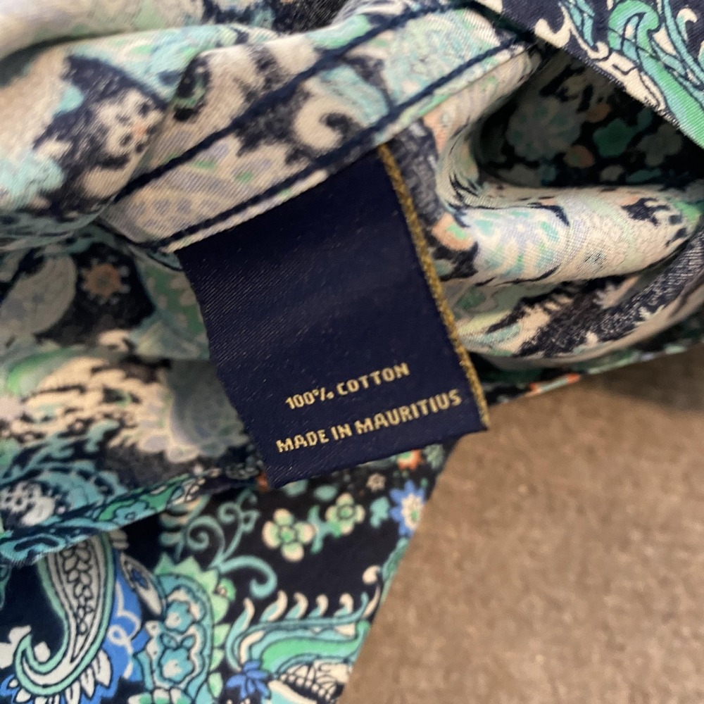 Cremieux Premium Denim Shirt Mens 2XL XXL Blue Paisley Button Front Long Sleeve - Picture 5 of 8